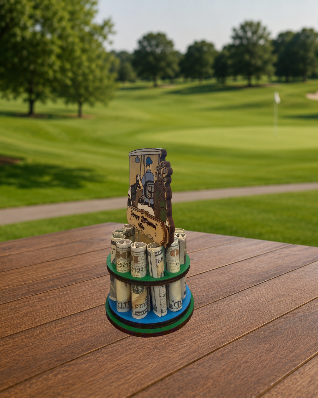 Golf Cart Money Tree | Retirement Gift | Personalized | Handmade Wood