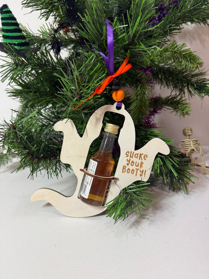 Ghost Mini Liquor Bottle Holder | Halloween Gift | Handmade Wood Ornament
