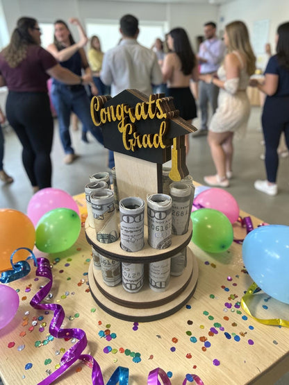 Graduation Money Tree Gift – Cash Holder for Graduation – Personalized Grad Gift – 1/8" or 1/4" Wood – Cap Color Custom