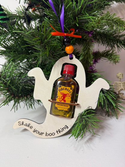 Ghost Mini Liquor Bottle Holder | Halloween Gift | Handmade Wood Ornament