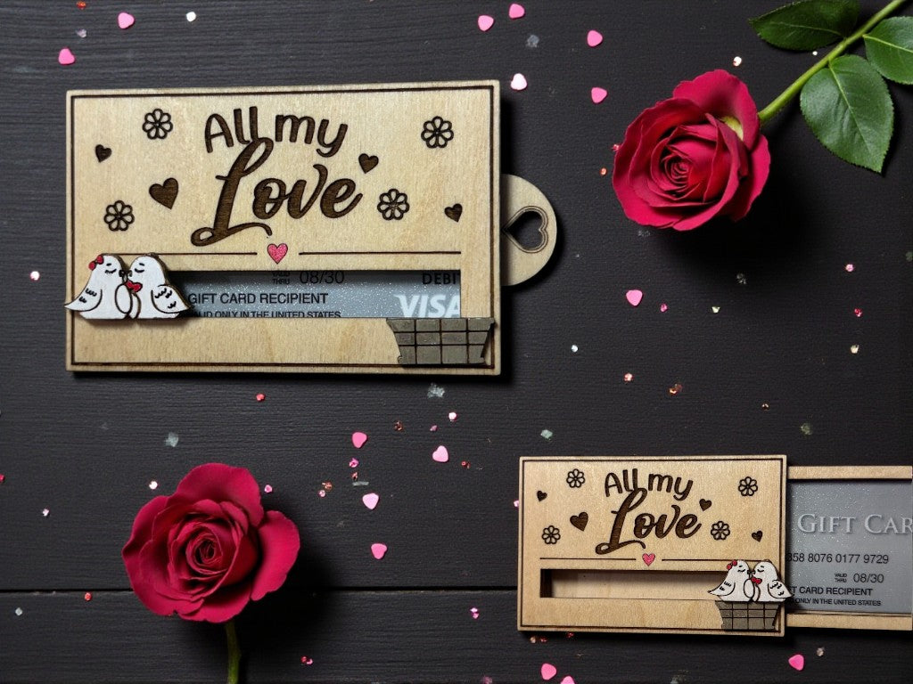 Valentine Sliding Wooden Gift Card Holder – Interactive Valentine Gift