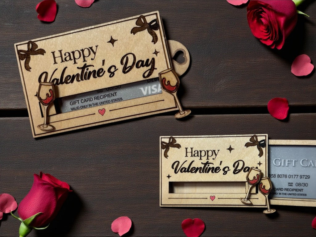 Valentine Sliding Wooden Gift Card Holder – Interactive Valentine Gift