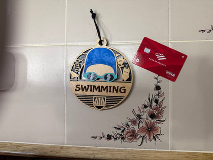 Personalized Sports Medallion Gift Card Holder | Hand Painted 3D Wood Sport Medal | Handcrafted
