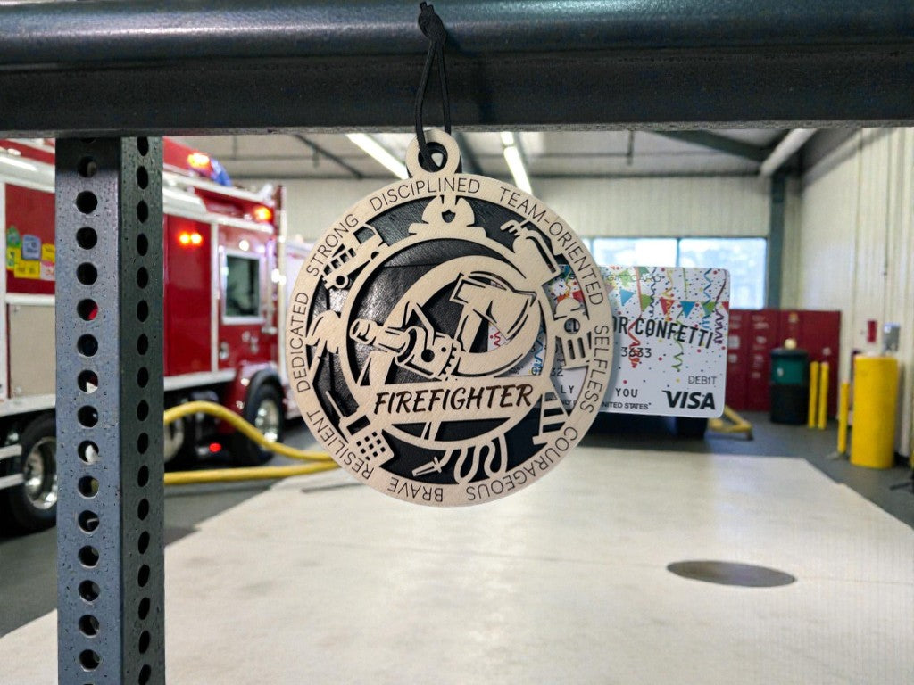 Firefighter Gift Card Holder | Personalized Firefighter Appreciation Medallion