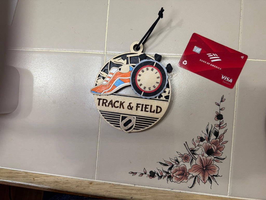 Personalized Sports Medallion Gift Card Holder | Hand Painted 3D Wood Sport Medal | Handcrafted