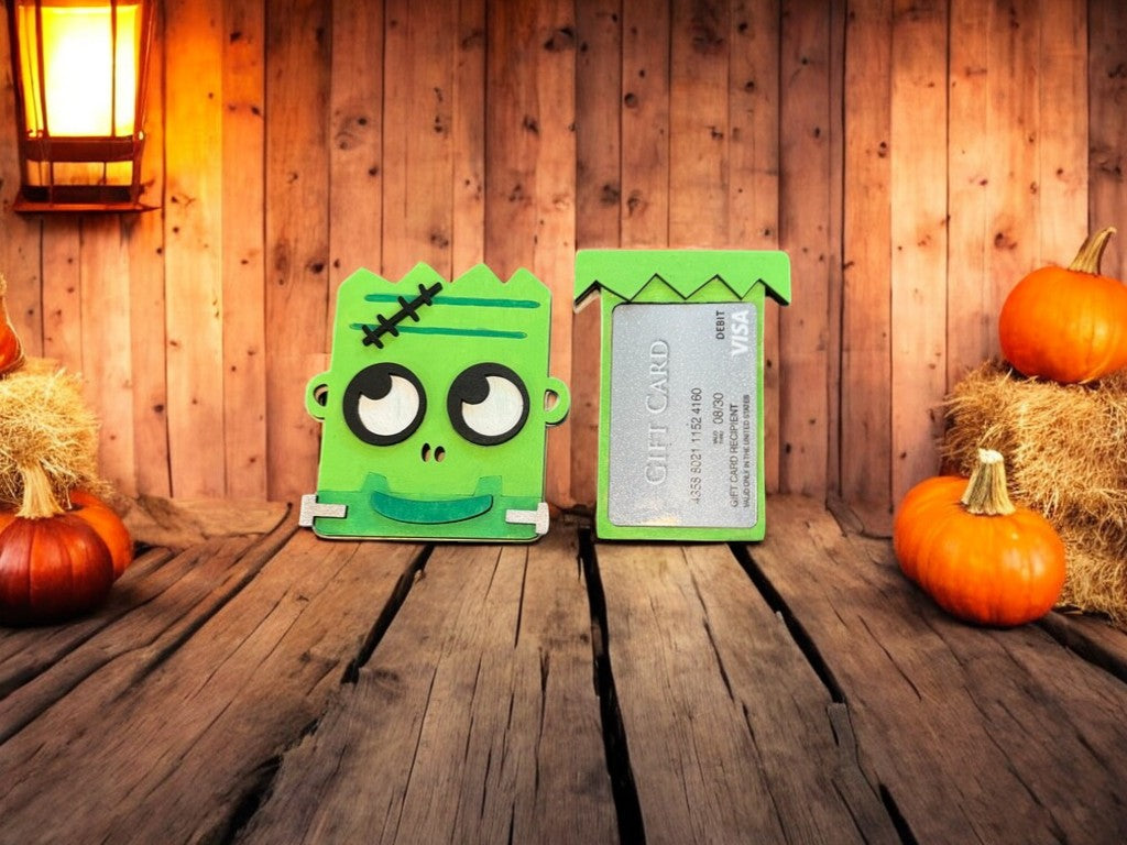 Frankenstein Halloween Gift Card Holder – Wooden Gift Card Holder for Kids, Teens & Adults
