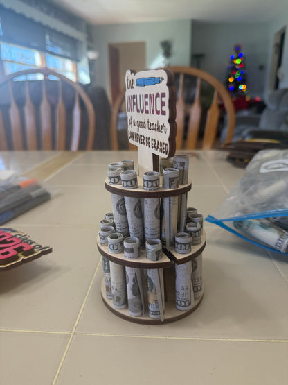 Teacher Money Tree Gift – 2 Tier Cash Holder – Teacher Appreciation Gift – End of Year Teacher Gift – Holds 25 Bills