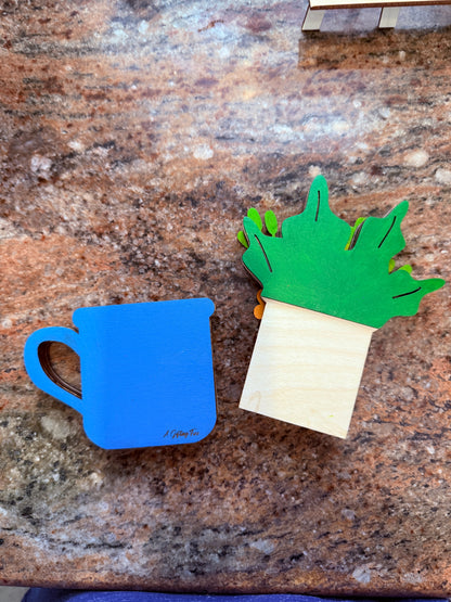 Mother’s Day Gift Card Holder | Birthday & Thank You Flower Mug | Hand-Painted Wood