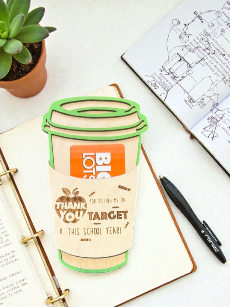 Teacher Coffee Cup Gift Card Holder – Personalized Teacher Gift – Latte Cup Teacher Appreciation Gift – End of Year Teacher Gift