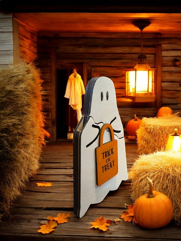 Halloween Ghost Gift Card Holder – Trick or Treat Wooden Gift Card Holder