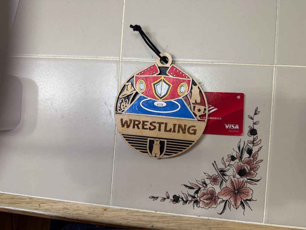 Personalized Sports Medallion Gift Card Holder | Hand Painted 3D Wood Sport Medal | Handcrafted