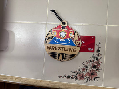 Personalized Sports Medallion Gift Card Holder | Hand Painted 3D Wood Sport Medal | Handcrafted