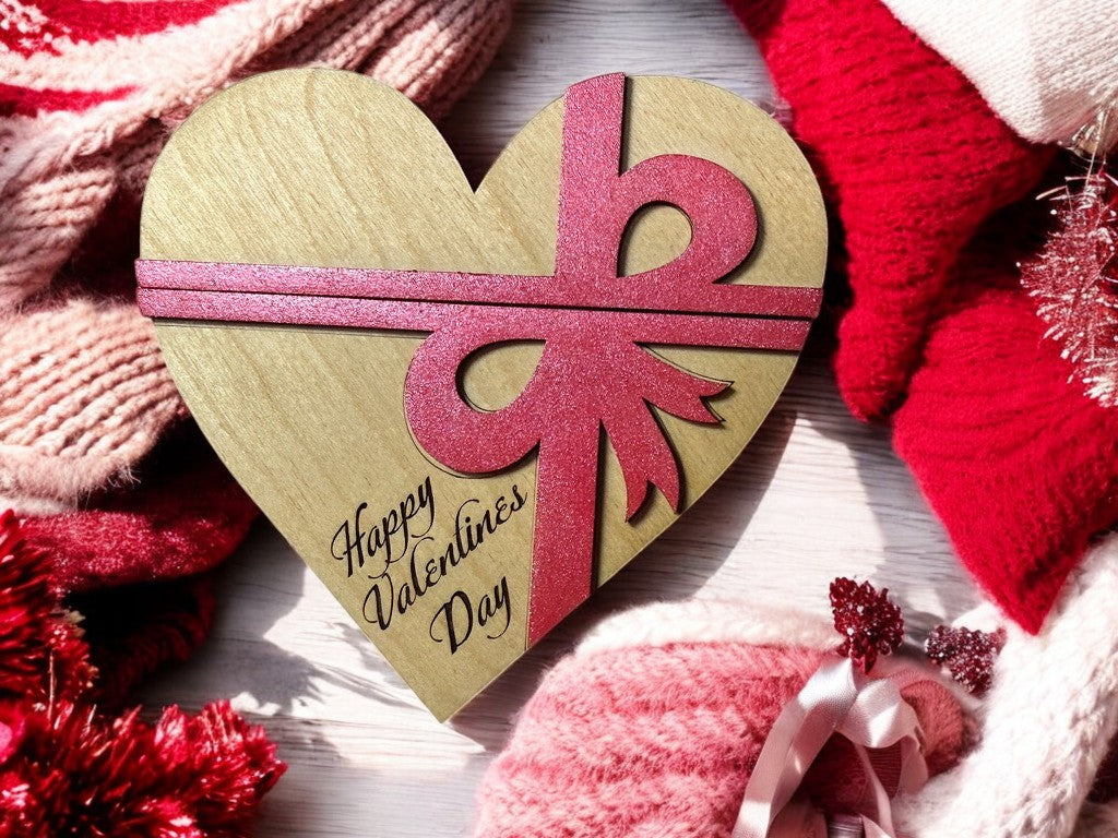 Valentine Wooden Gift Card Holder – Heart-Shaped Valentine Gift