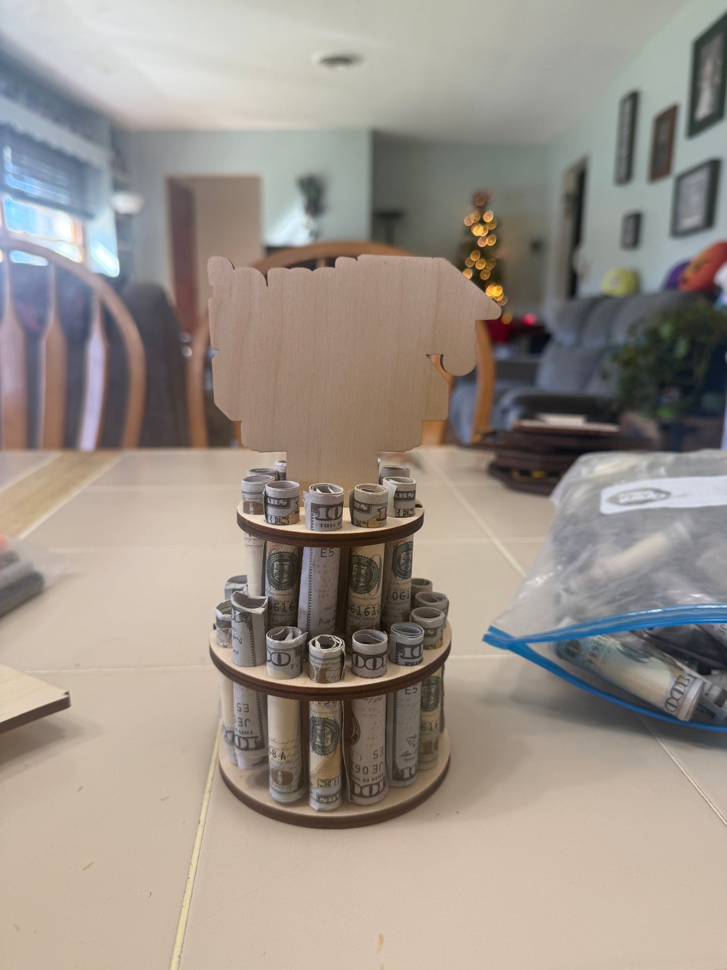 Graduation Money Tree Gift – 2 Tier Cash Holder – Graduation Cash Gift Idea – Holds 25 Bills – Personalized Graduation Gift