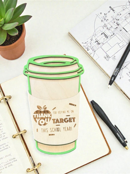 Teacher Coffee Cup Gift Card Holder – Personalized Teacher Gift – Latte Cup Teacher Appreciation Gift – End of Year Teacher Gift