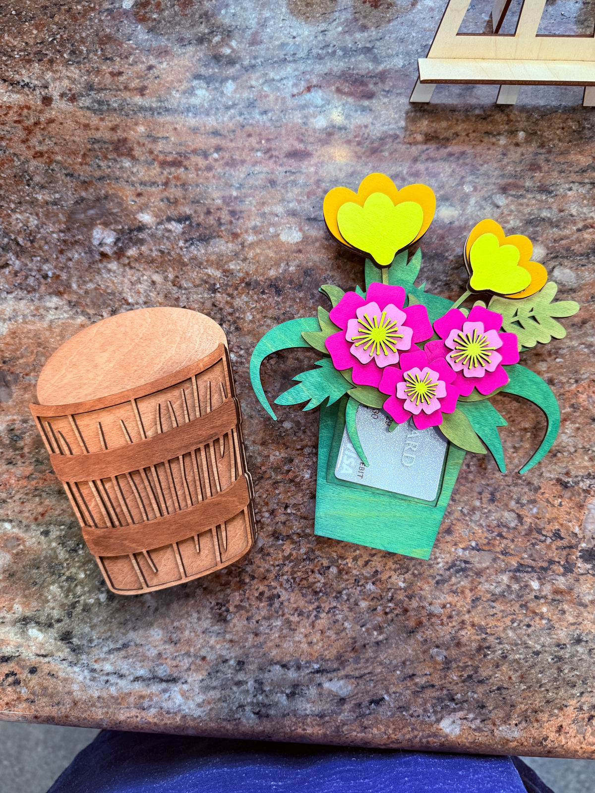 Flower Basket Gift Card Holder | Mother’s Day Birthday Thank You | Handmade Wood