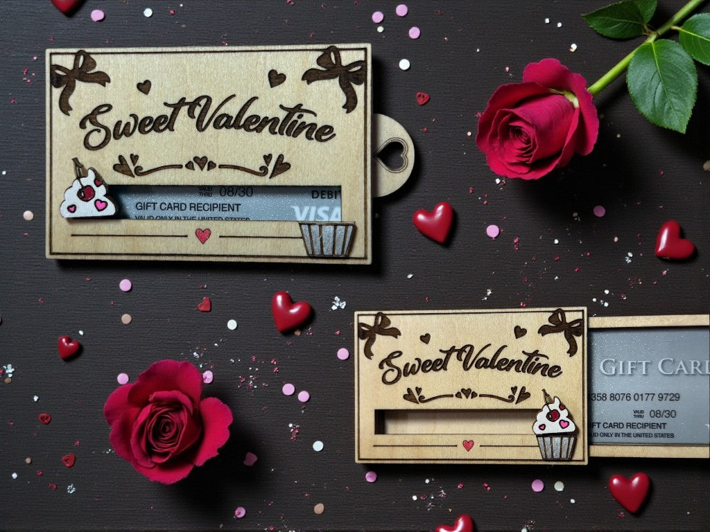 Valentine Sliding Wooden Gift Card Holder – Interactive Valentine Gift