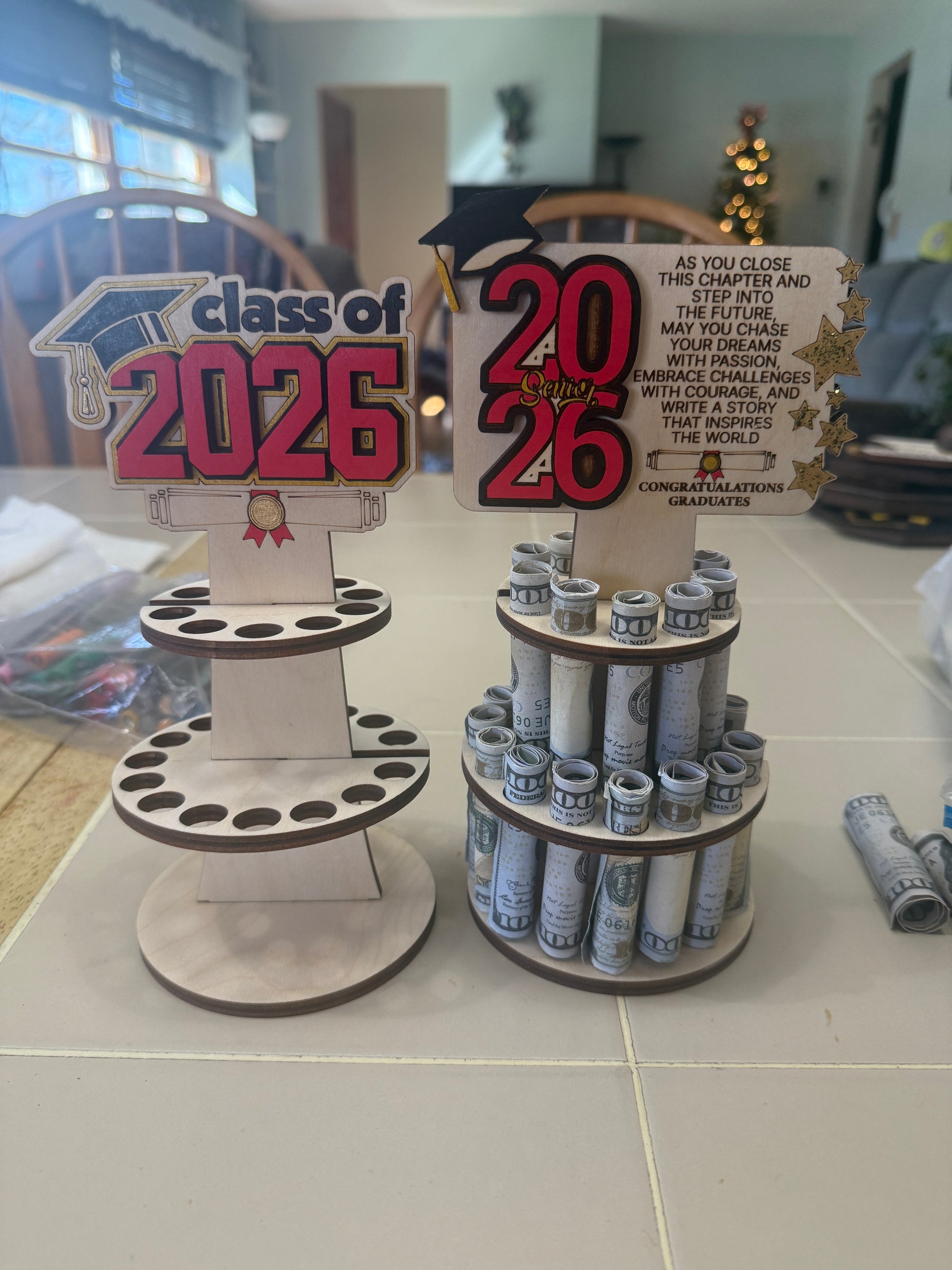 Graduation Money Tree Gift – 2 Tier Cash Holder – A's Creative Treasure