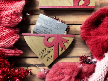 Valentine Wooden Gift Card Holder – Heart-Shaped Valentine Gift