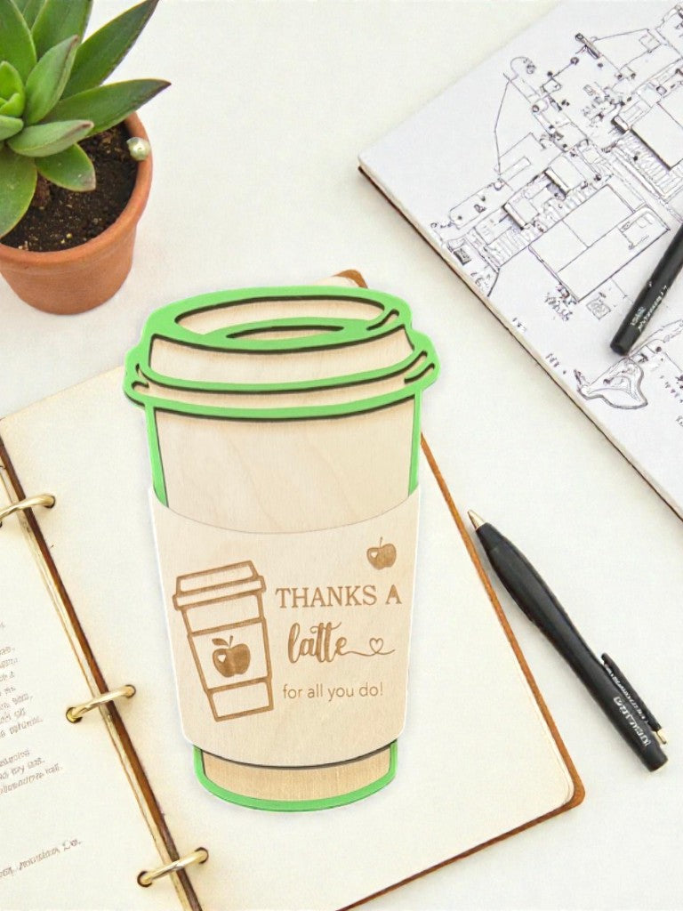 Teacher Coffee Cup Gift Card Holder – Personalized Teacher Gift – Latte Cup Teacher Appreciation Gift – End of Year Teacher Gift