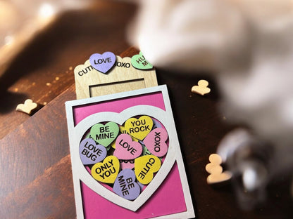 Valentine Gift Card Holder – Sliding Wooden Heart Design