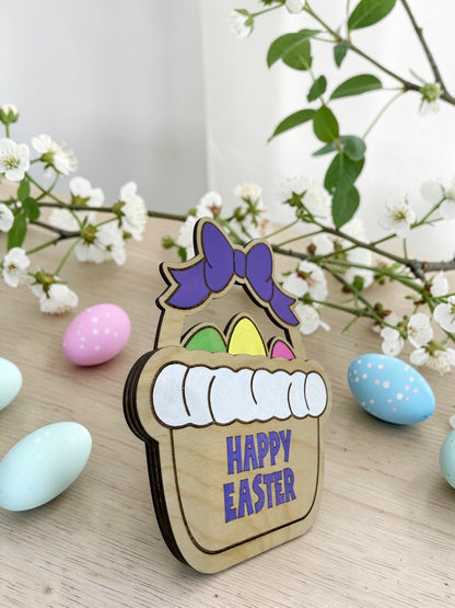 Easter Basket Gift Card Holder – Wooden Pocket Style Easter Gift Card Holder