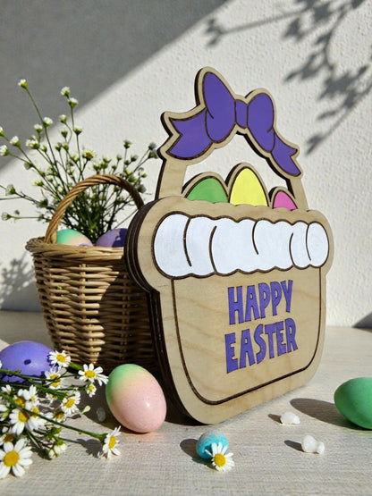 Easter Basket Gift Card Holder – Wooden Pocket Style Easter Gift Card Holder