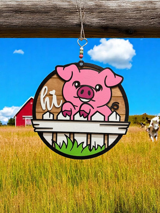 Farmhouse Pig Sign | Handcrafted Wooden Pig Decor with Rustic Barnyard Charm