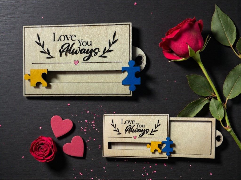 Valentine Sliding Wooden Gift Card Holder – Interactive Valentine Gift