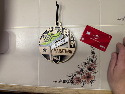Personalized Sports Medallion Gift Card Holder | Hand Painted 3D Wood Sport Medal | Handcrafted