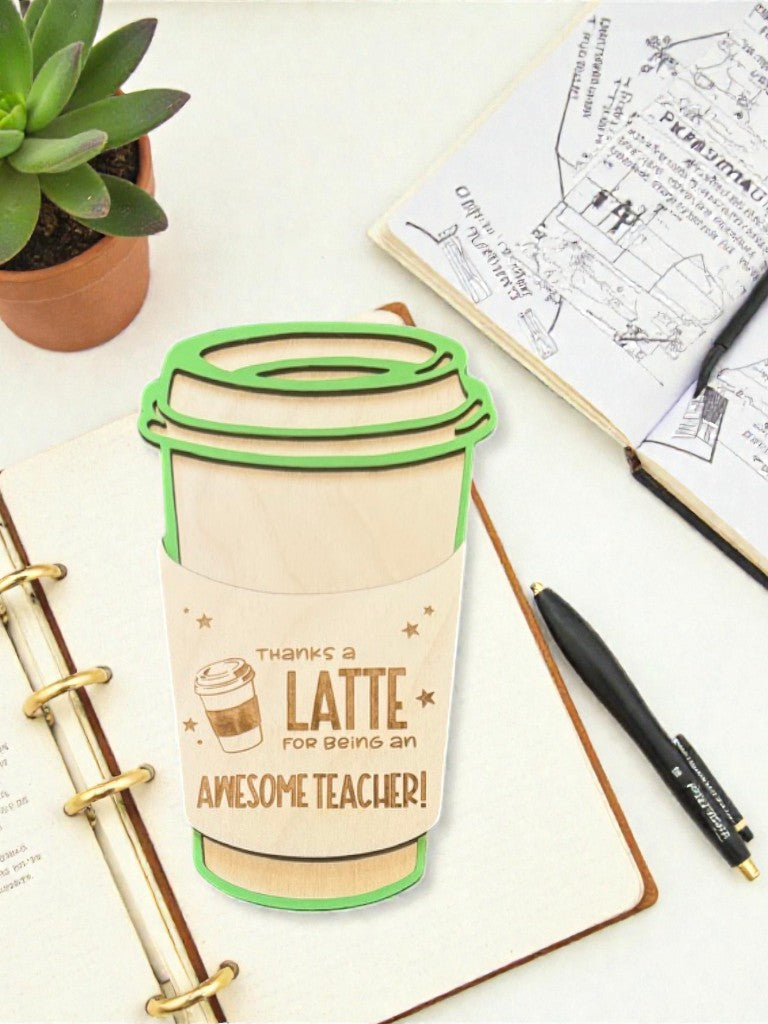 Teacher Coffee Cup Gift Card Holder – Personalized Teacher Gift – Latte Cup Teacher Appreciation Gift – End of Year Teacher Gift