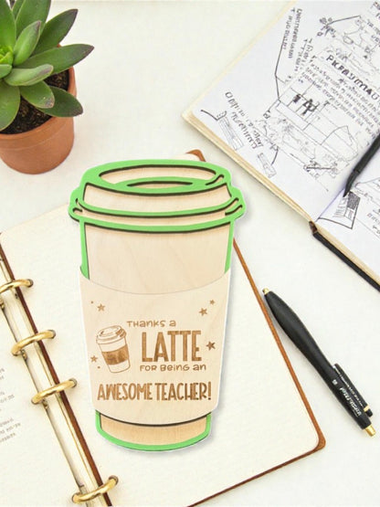 Teacher Coffee Cup Gift Card Holder – Personalized Teacher Gift – Latte Cup Teacher Appreciation Gift – End of Year Teacher Gift