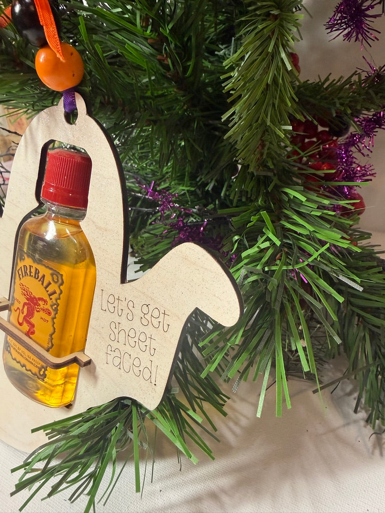 Ghost Mini Liquor Bottle Holder | Halloween Gift | Handmade Wood Ornament