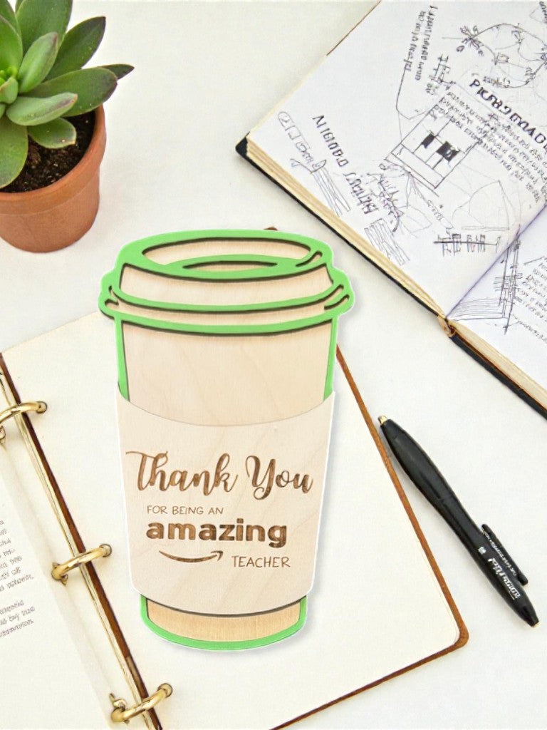 Teacher Coffee Cup Gift Card Holder – Personalized Teacher Gift – Latte Cup Teacher Appreciation Gift – End of Year Teacher Gift