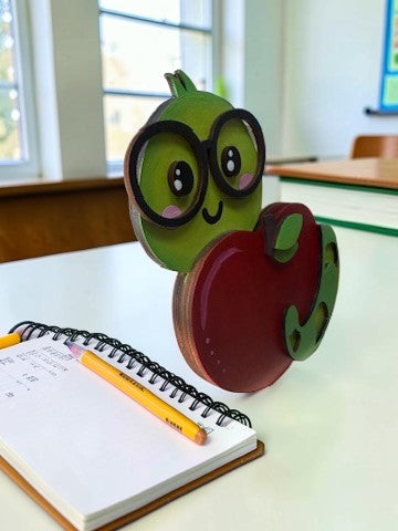 Apple & Worm Teacher Gift Card Holder – Cute Teacher Gift – End of Year Teacher Gift Idea – Back to School Gift