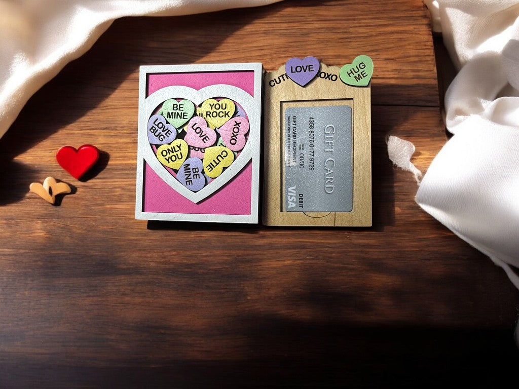 Valentine Gift Card Holder – Sliding Wooden Heart Design