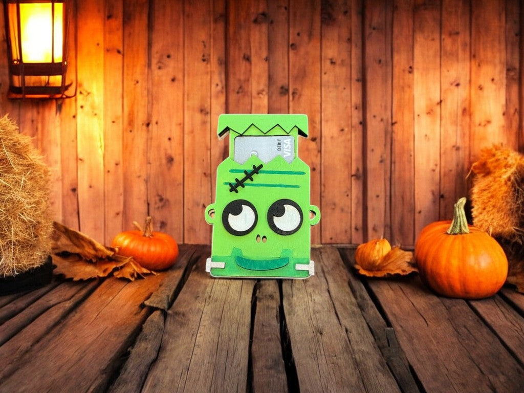 Frankenstein Halloween Gift Card Holder – Wooden Gift Card Holder for Kids, Teens & Adults