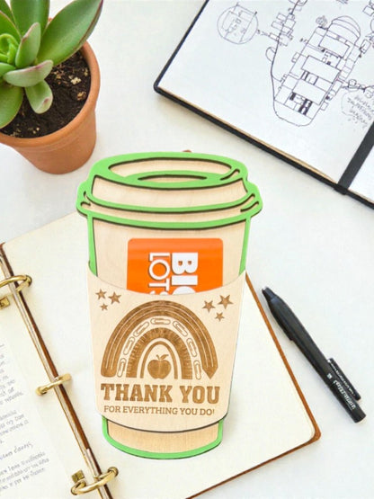 Teacher Coffee Cup Gift Card Holder – Personalized Teacher Gift – Latte Cup Teacher Appreciation Gift – End of Year Teacher Gift
