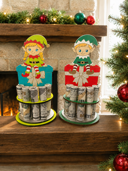 Christmas Elf Money Tree | Christmas Cash Gift for Kids | Handmade Wood
