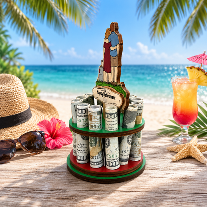 Traveling Couple Money Tree | Retirement Gift | Personalized | Handmade Wood
