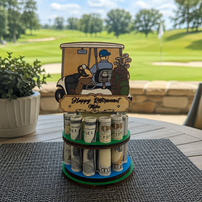 Golf Cart Money Tree | Retirement Gift | Personalized | Handmade Wood