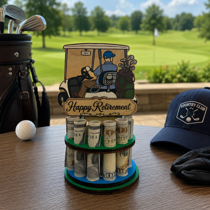 Golf Cart Money Tree | Retirement Gift | Personalized | Handmade Wood