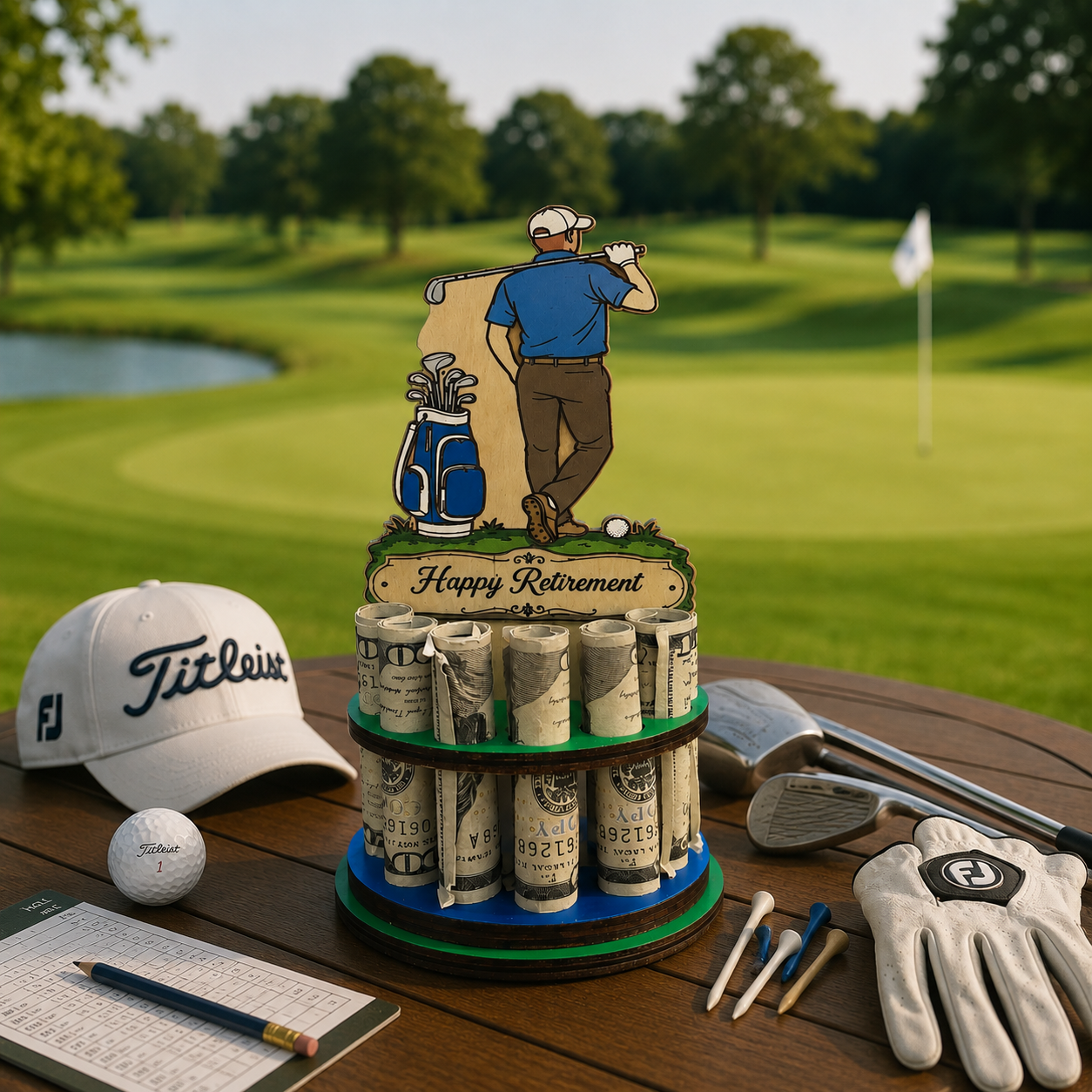 Golf Money Tree | Retirement Gift | Personalized | Handmade Wood