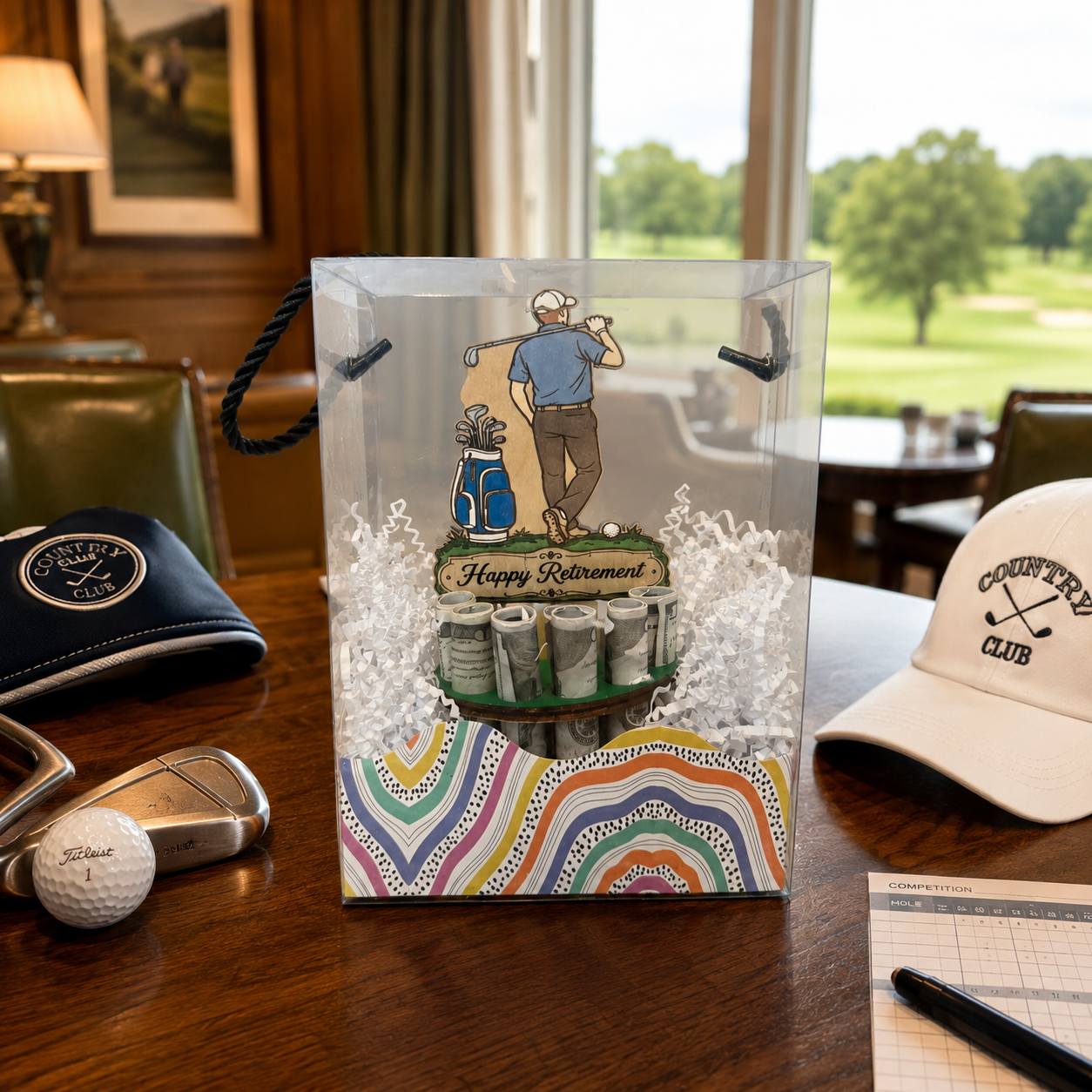 Golf Money Tree | Retirement Gift | Personalized | Handmade Wood