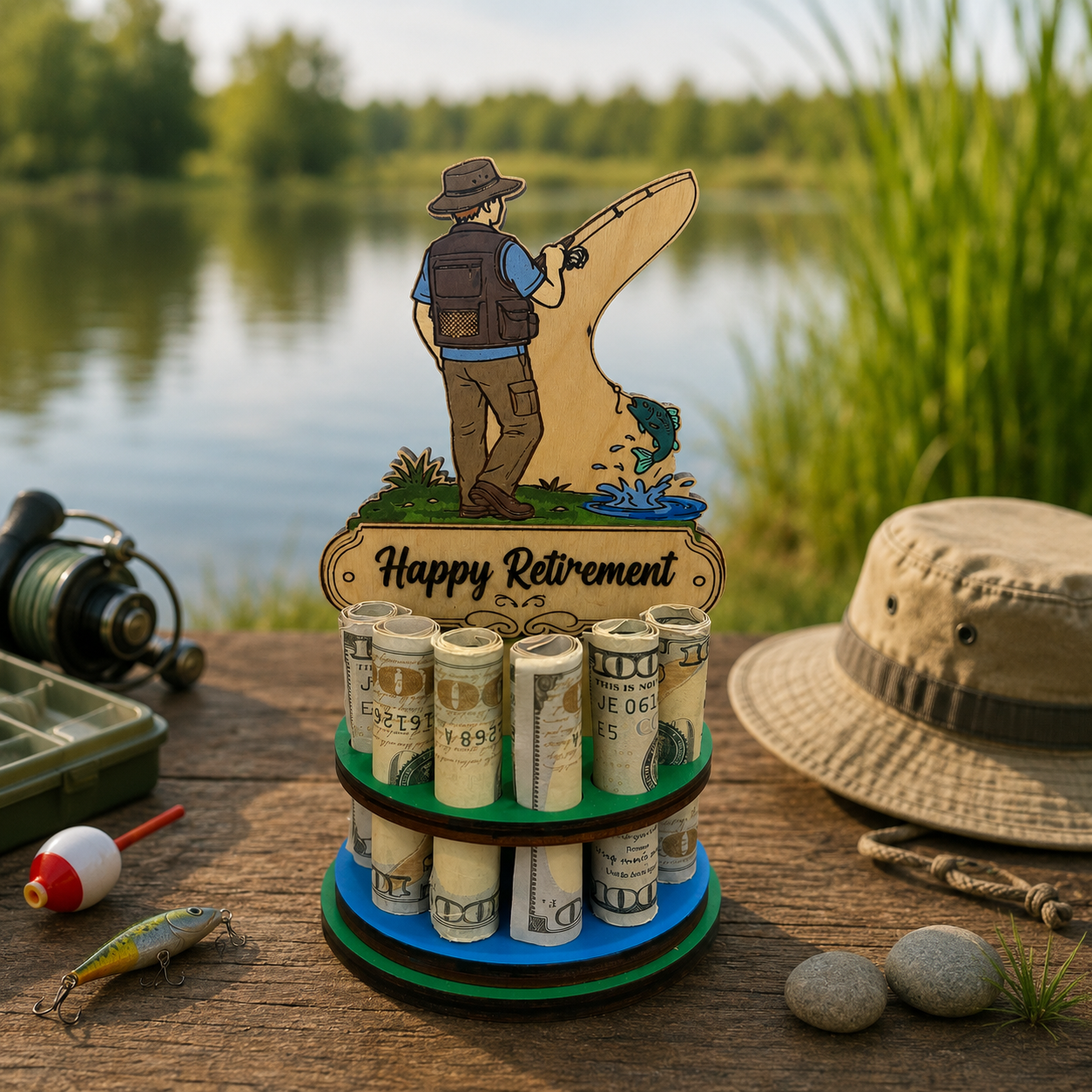 Fishing Money Tree | Retirement Gift | Personalized | Handmade Wood