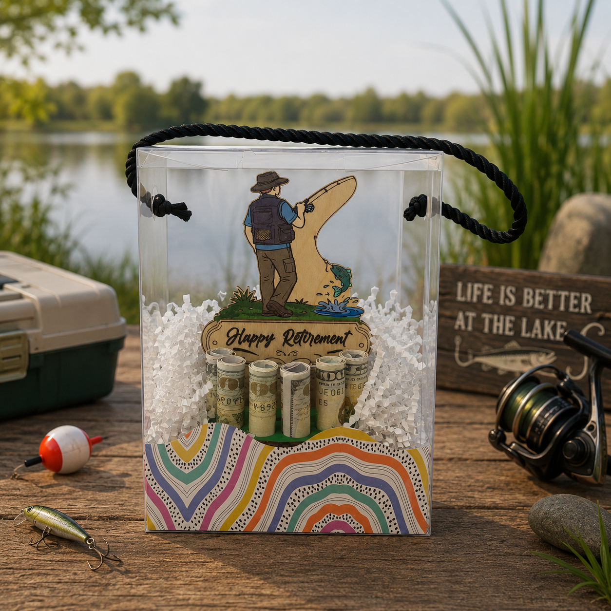 Fishing Money Tree | Retirement Gift | Personalized | Handmade Wood