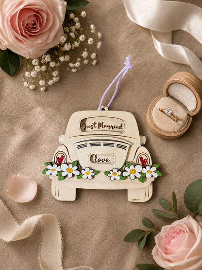 Just Married Car Gift Card Holder | Wedding Gift | Handmade Wood
