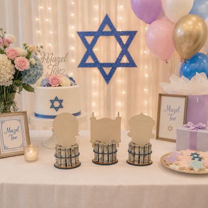 Chai Bar & Bat Mitzvah Money Tree | Personalized Cash Gift | Premium Handmade Wood