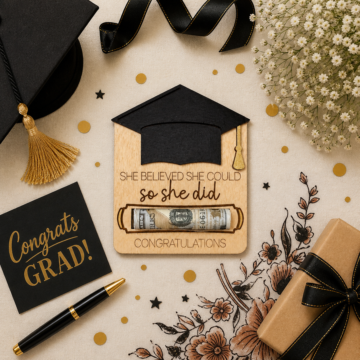 Graduation Money Holder – Personalized Cash Gift with Name & Date