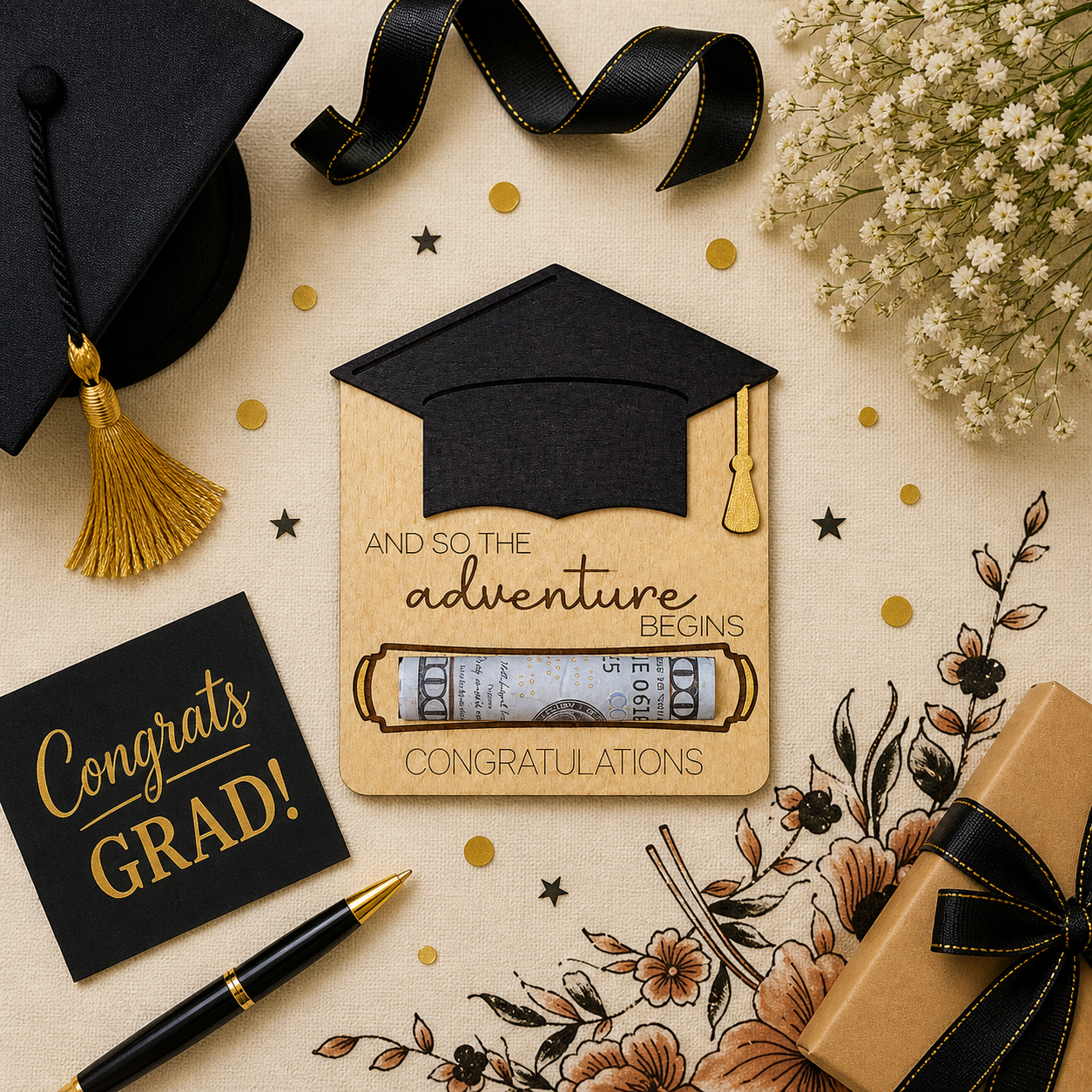 Graduation Money Holder – Personalized Cash Gift with Name & Date